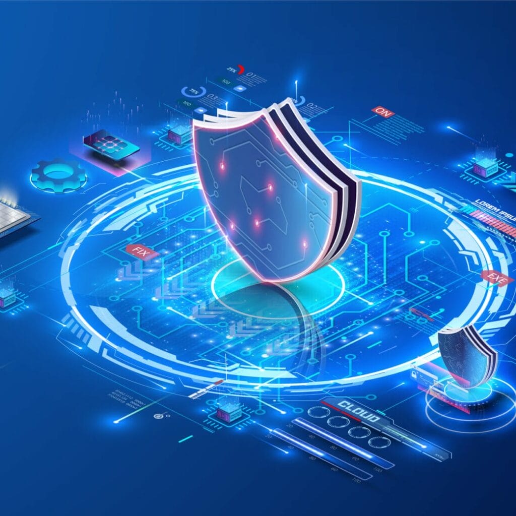 Cyber security concept. Encryption. Cyber security and information or network protection. Future technology web services. Privacy concept. Data protection. Anti virus software. Database system. Vector