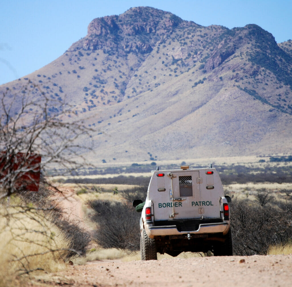 Border patrol truck at U.S.-Mexico border
